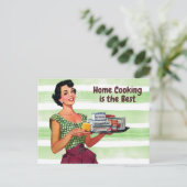 Zuhause Cooking ist die beste Retro-Hausfrau mit E Postkarte (Stehend Vorderseite)