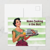 Zuhause Cooking ist die beste Retro-Hausfrau mit E Postkarte (Vorne/Hinten)