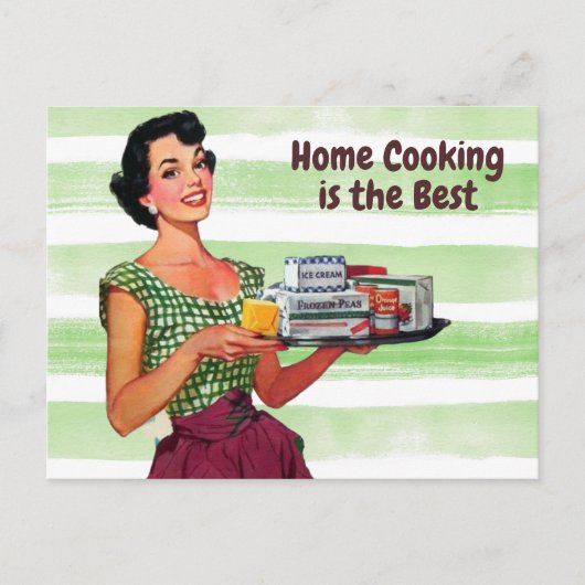 Zuhause Cooking ist die beste Retro-Hausfrau mit E Postkarte (Vorderseite)