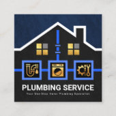 Zuhause Dachwasserrohrreparatur Quadratische Visitenkarte (Vorderseite)