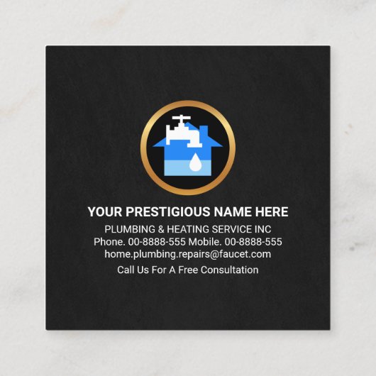 Zuhause Dachwasserrohrreparatur Quadratische Visitenkarte (Rückseite)