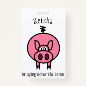 Zuhause das Speck-Rosa-Schwein holen Ausweis (Vorderseite)