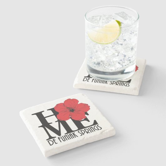 ZUHAUSE De Funiak Springs Red Hibiskus Steinuntersetzer (Seitenansicht)