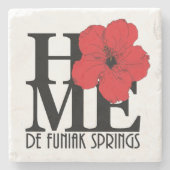 ZUHAUSE De Funiak Springs Red Hibiskus Steinuntersetzer (Vorderseite)