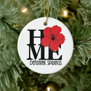 ZUHAUSE DeFuniak Springs Red Hibisken Keramik Ornament