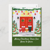 Zuhause-Dekorierte Tür Feiertagspostkarte (Vorne/Hinten)