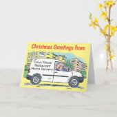 Zuhause Delivery Service White Van Christmas Card Karte (Gelbe Blume)