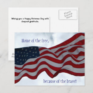 Zuhause der Freien ... Veterans Day Postkarte