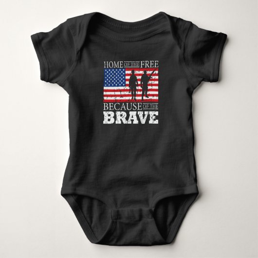 Zuhause der freien wegen der Brave - USA Flag Baby Strampler (Vorderseite)