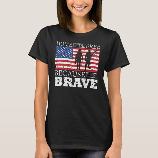 Zuhause der freien wegen der Brave - USA Flag T-Shirt (Vorderseite)