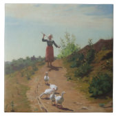 Zuhause der Gänsefülle (von Paul Peel) Fliese (Vorderseite)