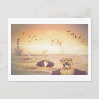 Zuhause der Leuchtturm Keepers Pets Fantasy Postkarte