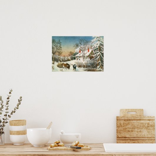 Zuhause der Logs, Winterlandschaft Poster (Küche)