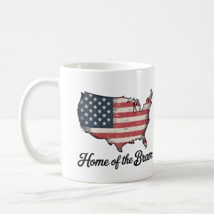 Zuhause der Tapferen 4. Juli Patriotisch Kaffeetasse