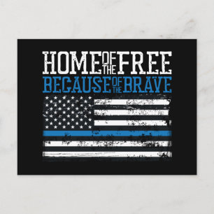 Zuhause des freien wegen der tapferen Flagge der U Postkarte