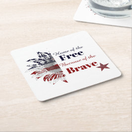 Zuhause des Freien wegen der Tapferkeit, Rechteckiger Pappuntersetzer