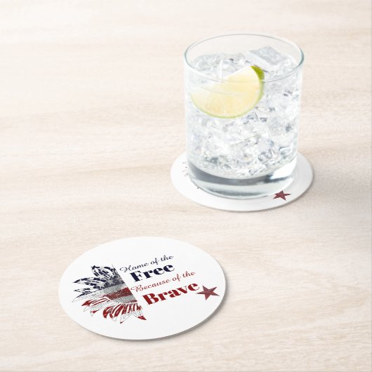 Zuhause des Freien wegen der Tapferkeit, Runder Pappuntersetzer (Vor Ort)