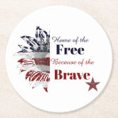 Zuhause des Freien wegen der Tapferkeit, Runder Pappuntersetzer (Vorderseite)