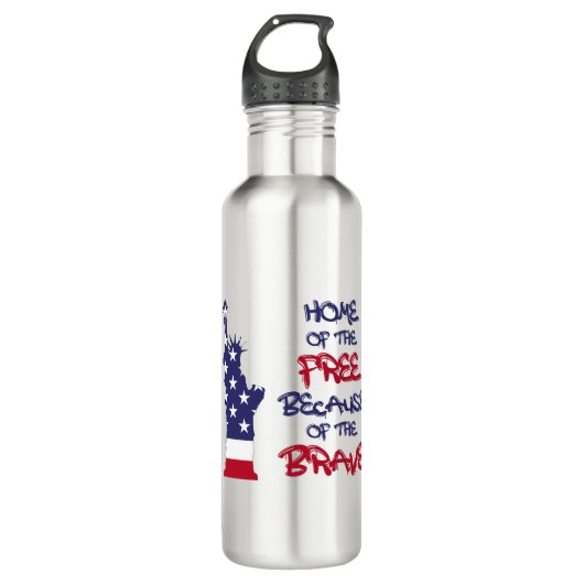 Zuhause des freien wegen des tapferen Zeichens Edelstahlflasche (Vorderseite)