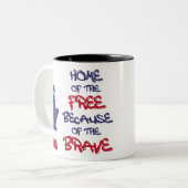 Zuhause des freien wegen des tapferen Zeichens Zweifarbige Tasse (Vorderseite Links)