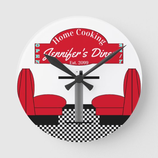 Zuhause Diner Kitchen Restaurant Grill Koch Baker Runde Wanduhr (Vorderseite)