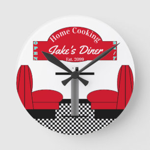 Zuhause Diner Kitchen Restaurant Grill Man Höhle Runde Wanduhr