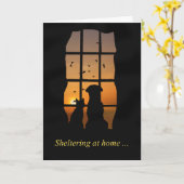 Zuhause Dog und Cat Thinking Sie Karte (Gelbe Blume)