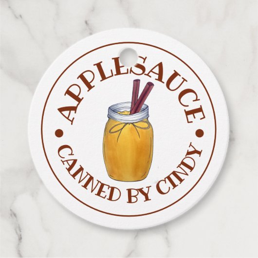 Zuhause-Dosierung für selbstgebrannte Applesauce Geschenkanhänger (Vorderseite)