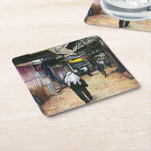 Zuhause durch das Alte Jerusalem laufen Rechteckiger Pappuntersetzer (angewinkelt)