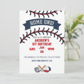Zuhause Eins, Baseball 1. Geburtstag Einladung (Stehend Vorderseite)