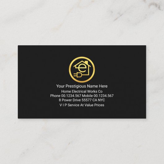 Zuhause Electrical Wire Power Visitenkarte (Rückseite)