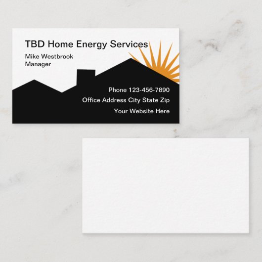 Zuhause Energy Solutions Business Cards Visitenkarte (Vorne/Hinten)