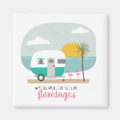 Zuhause Flamingos Beach Türkis Camper Magnet (Vorne)