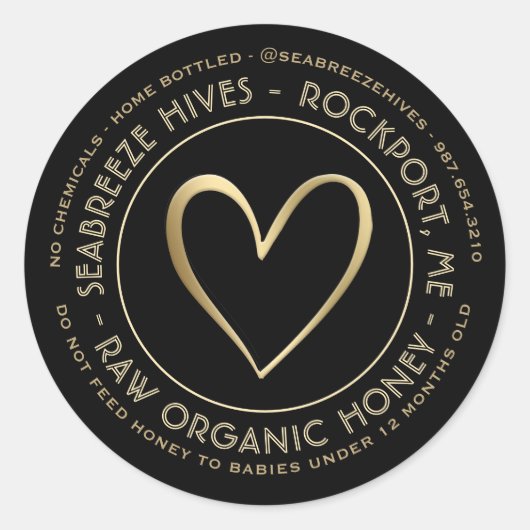 Zuhause Flaschenhonigetikett mit Bio Herzen Runder Aufkleber (Vorderseite)
