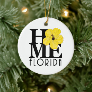 ZUHAUSE Florida Yellow Hibiskus Keramik Ornament