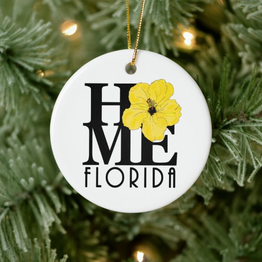 ZUHAUSE Florida Yellow Hibiskus Keramik Ornament (Baum)