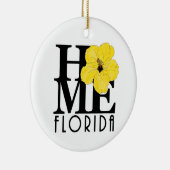 ZUHAUSE Florida Yellow Hibiskus Keramik Ornament (Rechts)