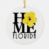 ZUHAUSE Florida Yellow Hibiskus Keramik Ornament (Vorne)