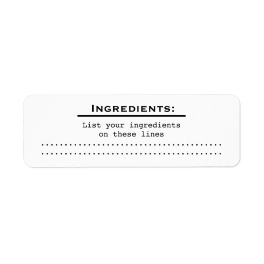 Zuhause Food Kitchen Ingredients List Label v2 (Vorne)