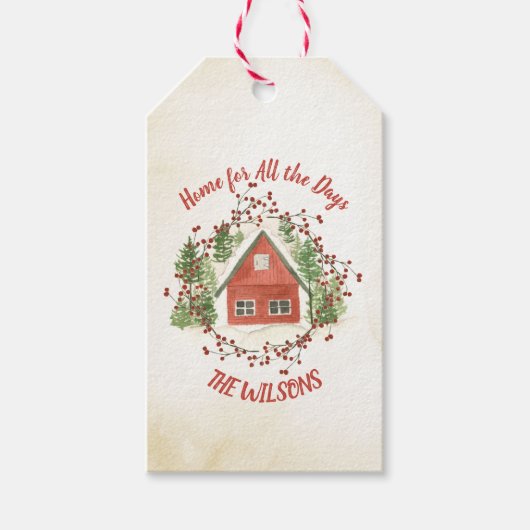 Zuhause für alle Tage | Red Christmas House Geschenkanhänger (Vorderseite)