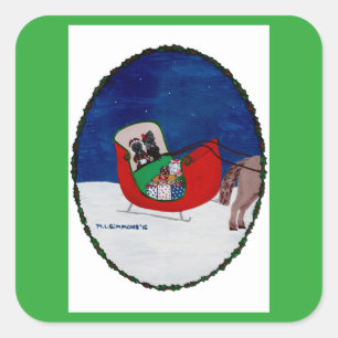 ZUHAUSE FÜR CHRISTMAS QUADRATISCHER AUFKLEBER