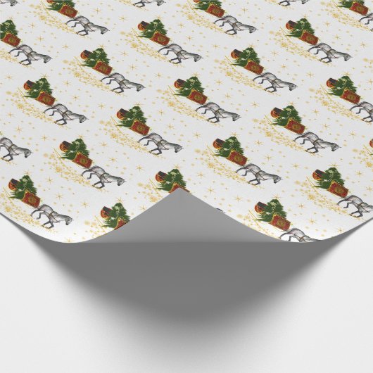 Zuhause für das Baumpferd und Schlitten Geschenkpapier (Ecke)