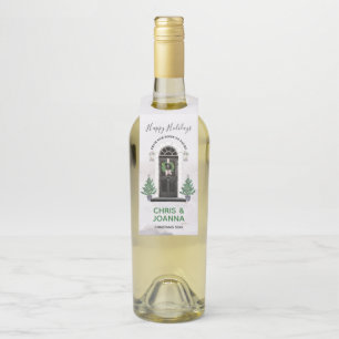 Zuhause für das Feiertags-Weihnachtswein-Geschenk Flaschenanhänger