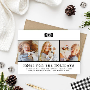 Zuhause für das Holidays Black Kariert Dog Foto Feiertagskarte