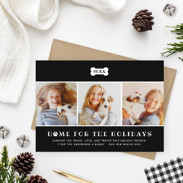 Zuhause für das Holidays Black Kariert Dog Foto Feiertagskarte