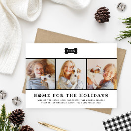 Zuhause für das Holidays Black Kariert Dog Foto Feiertagskarte