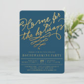 Zuhause für das Holidays Gold Glitzer Party Einlad Einladung (Stehend Vorderseite)