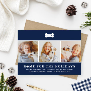 Zuhause für das Holidays Navy Blue Kariert Dog Fot Feiertagskarte