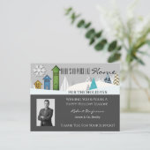 Zuhause für den Urlaub grau Postkarte (Stehend Vorderseite)