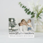 Zuhause für die Feiertage-Foto-Ankündigung Postkarte (Stehend Vorderseite)